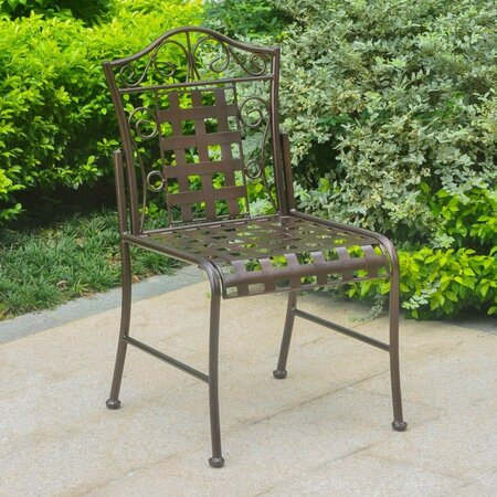 INTERNATIONAL CARAVAN Mandalay Iron Patio Bistro Chair, Bronze, 2PK 3473-2CH-HD-BZ